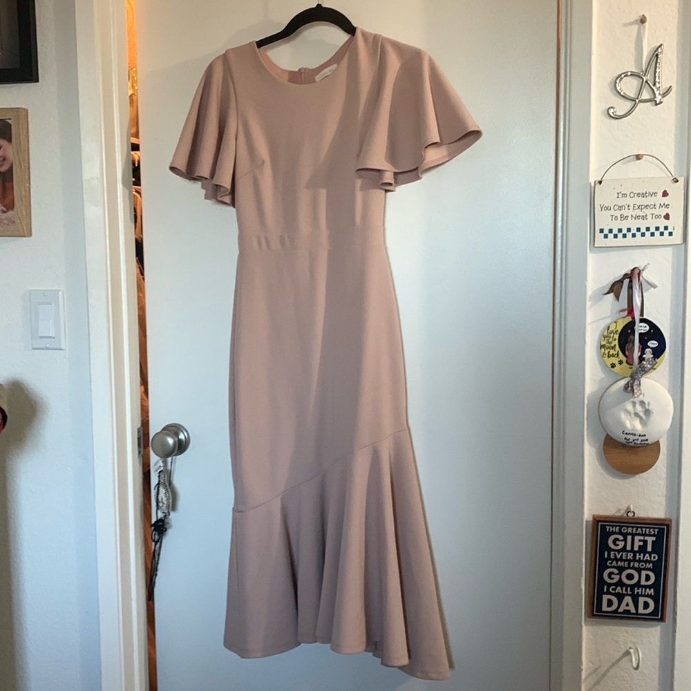 Dusty Pink Asymmetrical Hem Dress